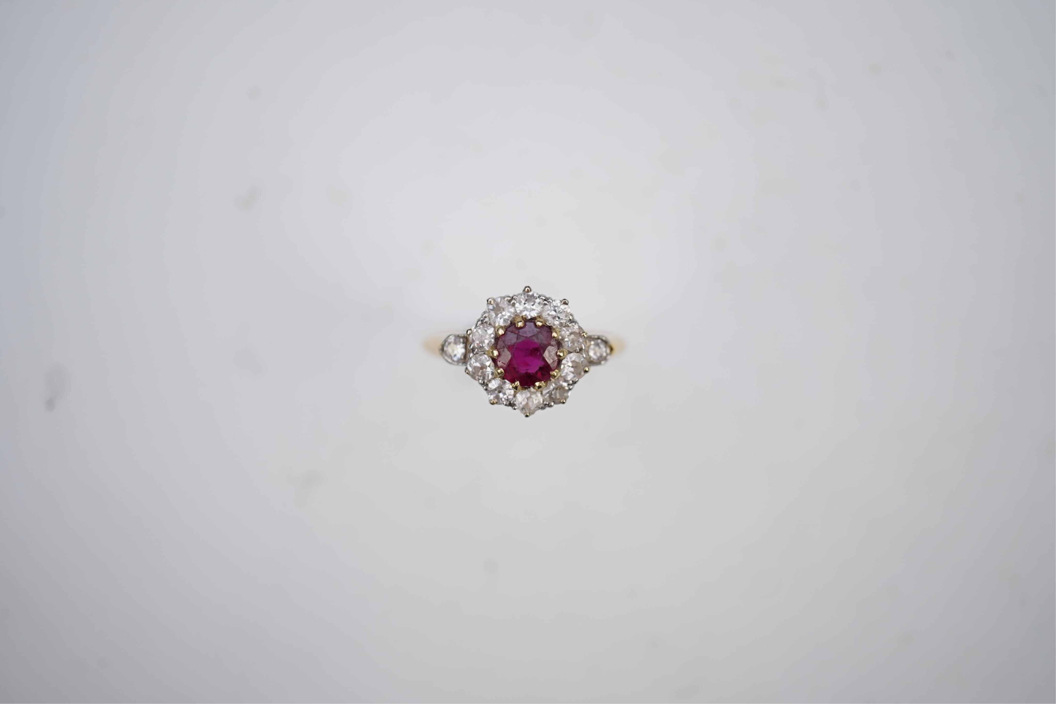 A ruby and diamond ring, circa 1900
